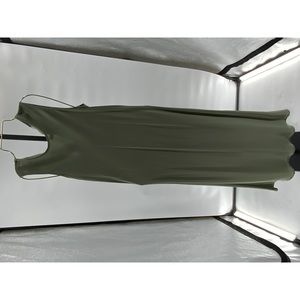 Quince Women's Washable Stretch Silk Tank Midi Dress Moss Green M.